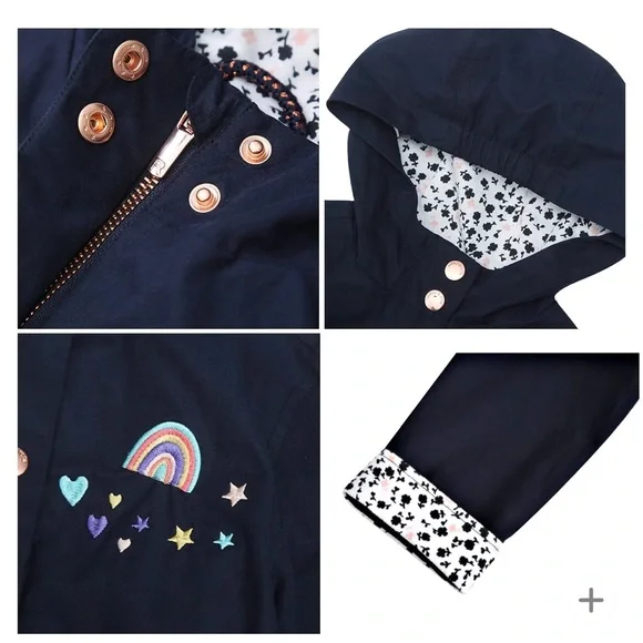 Darling navy blue hooded trench coat Rokka & Rolla size XS (4-5)
